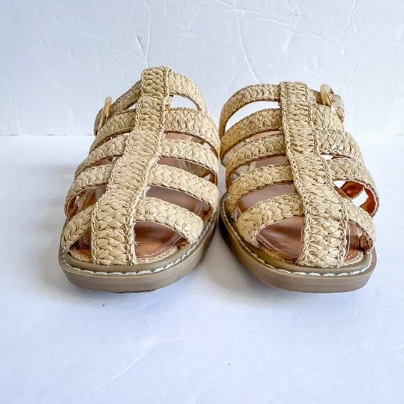 Dolce Vita Falcun Raffia Buckle Sandals Natural 8.5 - Picture 2 of 10